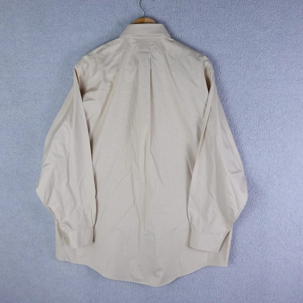 Brooks Brothers Mens 17-34 Traditional Fit Non-Iron Cotton Dress Shirt Tan Check